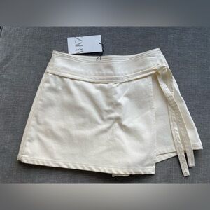 Zara Cream Wrap-Front Skort